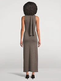 Canal Scarf-Neck Wool Midi Dress