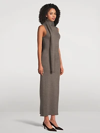 Canal Scarf-Neck Wool Midi Dress