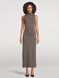 Canal Scarf-Neck Wool Midi Dress