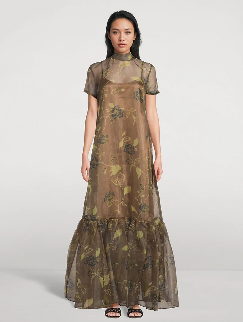 Calluna Organza Maxi Dress Floral Print