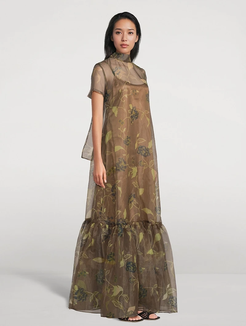 Calluna Organza Maxi Dress Floral Print
