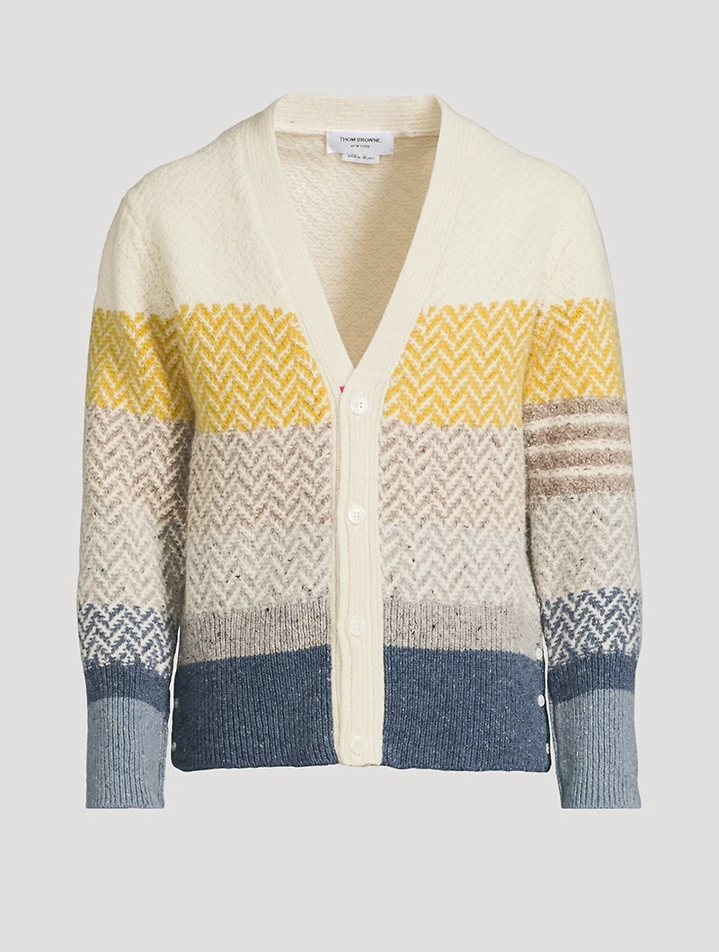 Striped Herringbone Jacquard Cardigan