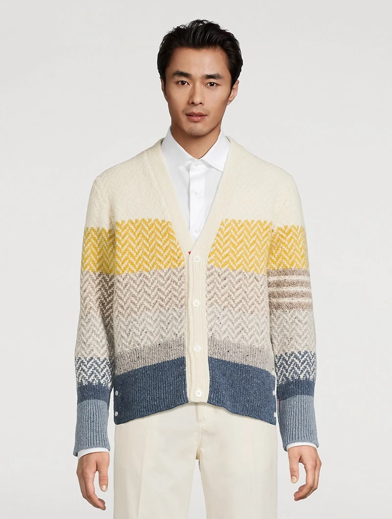 Striped Herringbone Jacquard Cardigan