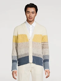 Striped Herringbone Jacquard Cardigan