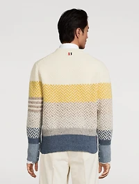 Striped Herringbone Jacquard Cardigan