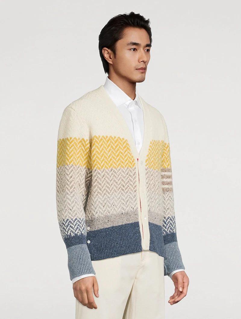 Striped Herringbone Jacquard Cardigan