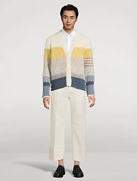 Striped Herringbone Jacquard Cardigan