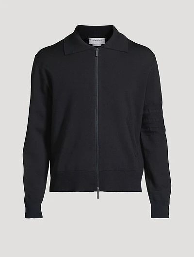 4-Bar Merino Wool Zip Cardigan