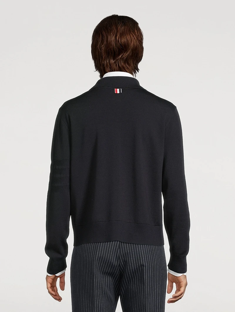 4-Bar Merino Wool Zip Cardigan