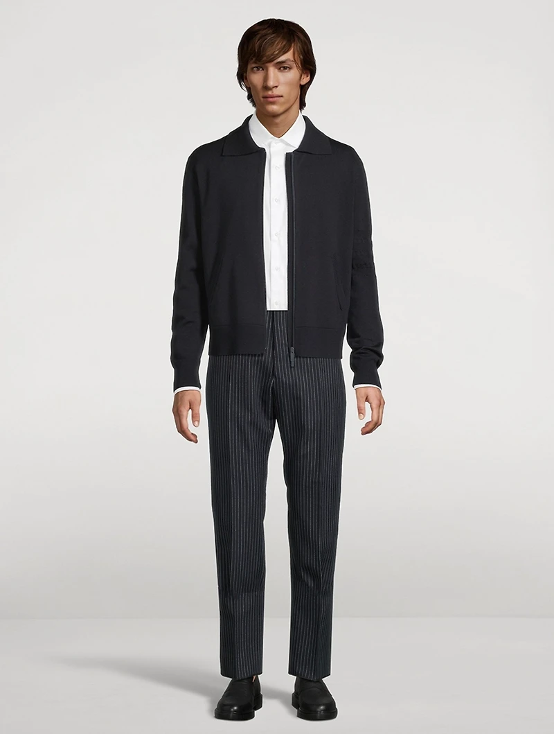 4-Bar Merino Wool Zip Cardigan