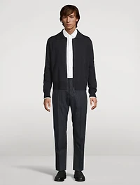 4-Bar Merino Wool Zip Cardigan