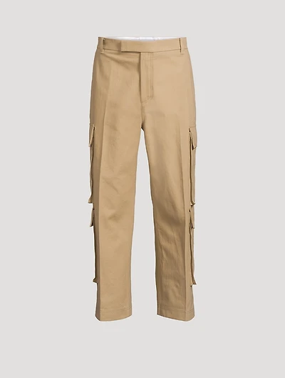 Washed Cotton Utility Chino Cargo Pants