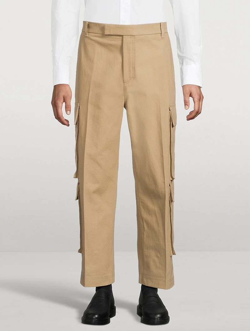Washed Cotton Utility Chino Cargo Pants