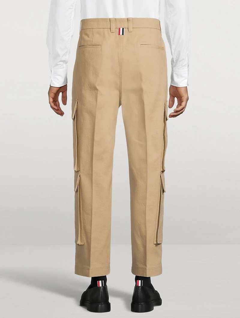 Washed Cotton Utility Chino Cargo Pants