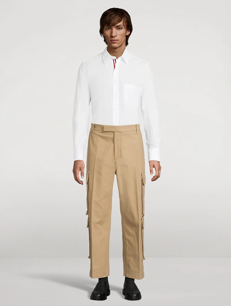 Washed Cotton Utility Chino Cargo Pants
