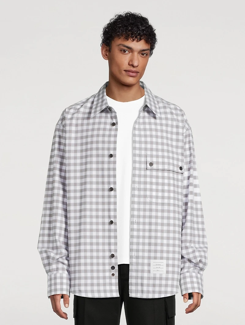 Oversized Gingham Check Flannel Shirt