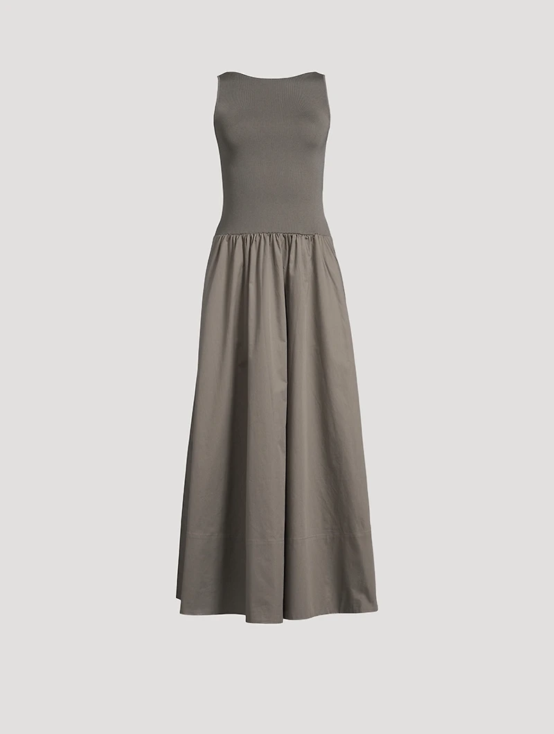 Bateau Neck Cut Out A-Line Dress