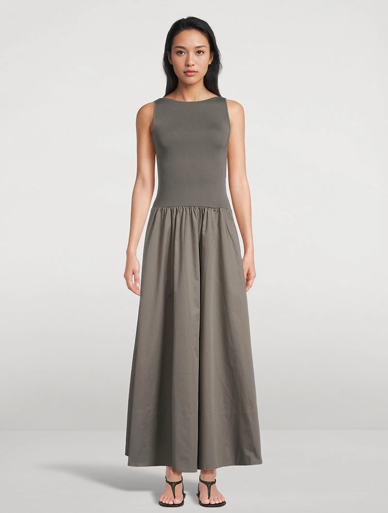 Bateau Neck Cut Out A-Line Dress