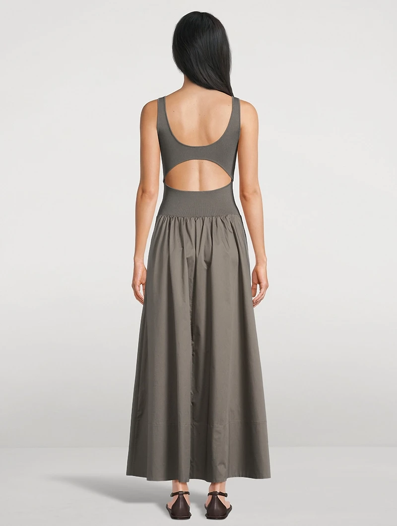 Bateau Neck Cut Out A-Line Dress