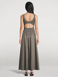 Bateau Neck Cut Out A-Line Dress