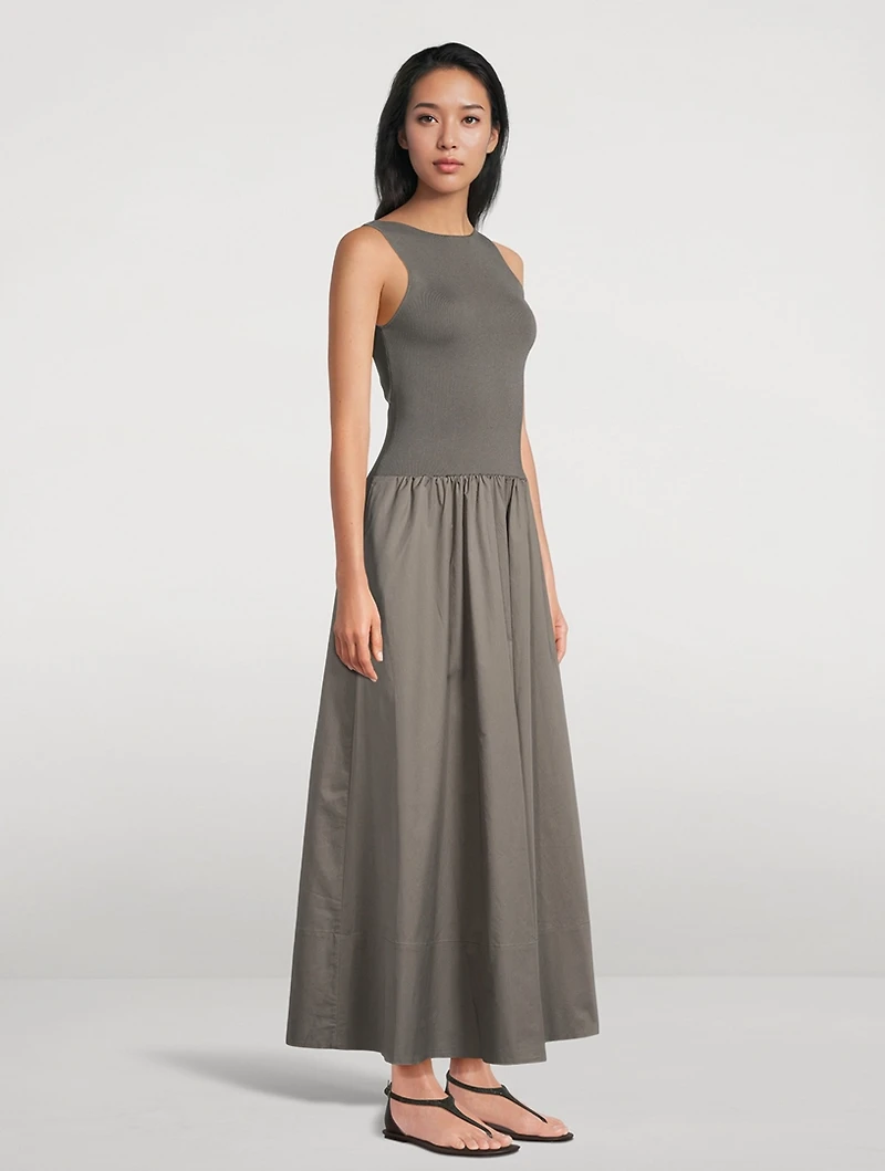 Bateau Neck Cut Out A-Line Dress
