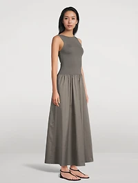 Bateau Neck Cut Out A-Line Dress