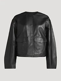 Utility Cocoon Leather Bomber Jacket