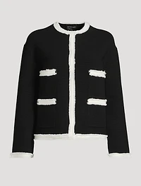 Rib-Knit Fringe-Trimmed Jacket