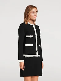 Rib-Knit Fringe-Trimmed Jacket