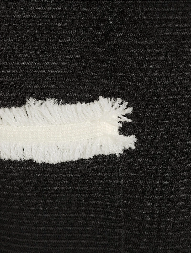 Rib-Knit Fringe-Trimmed Jacket