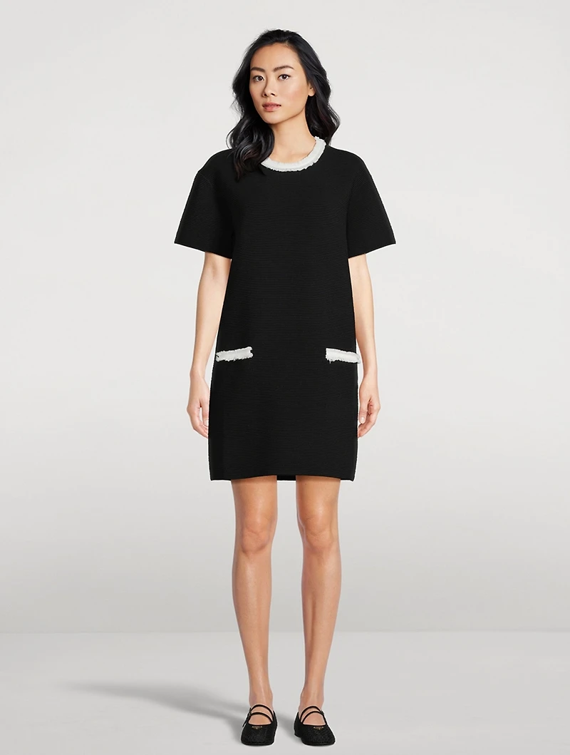 Rib-Knit Fringe-Trimmed Dress