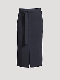 Belted Wool Pencil Skirt