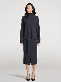 Belted Wool Pencil Skirt