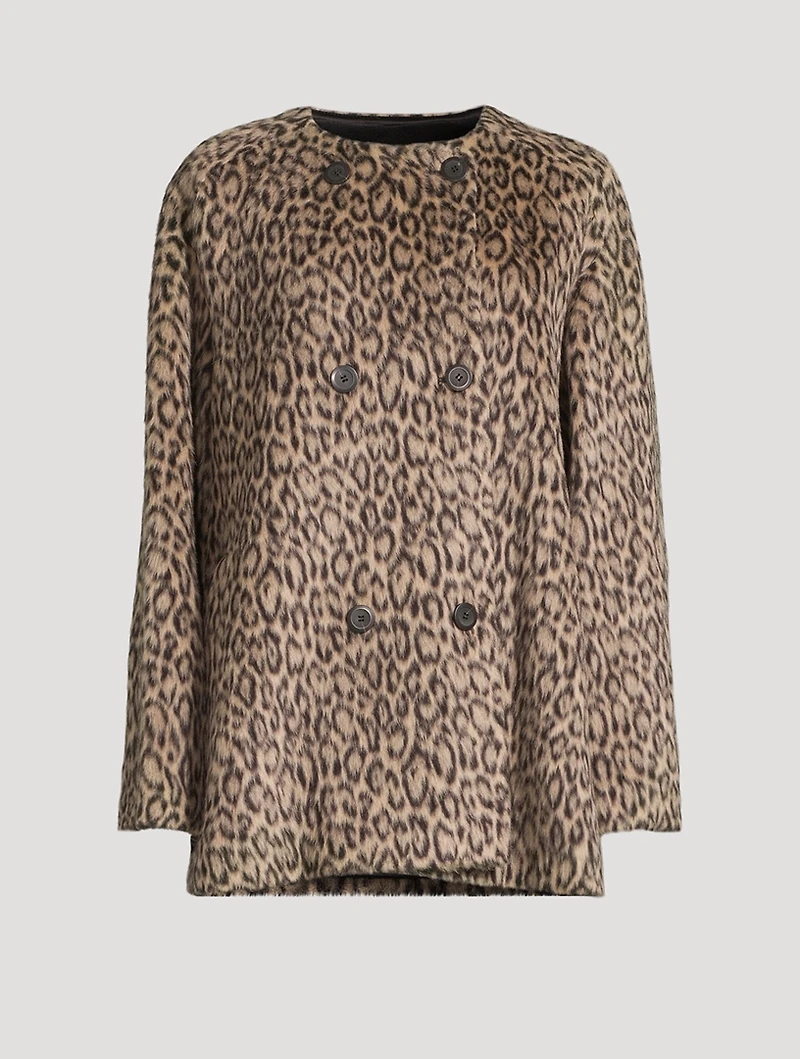Double-Breasted Coat Animal Print