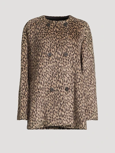 Double-Breasted Coat Animal Print