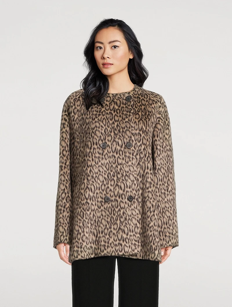 Double-Breasted Coat Animal Print