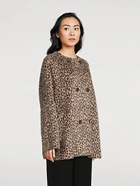Double-Breasted Coat Animal Print