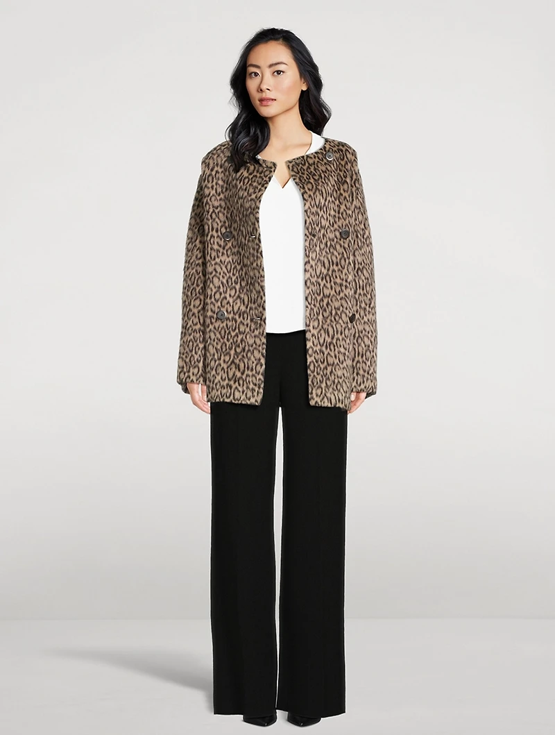 Double-Breasted Coat Animal Print