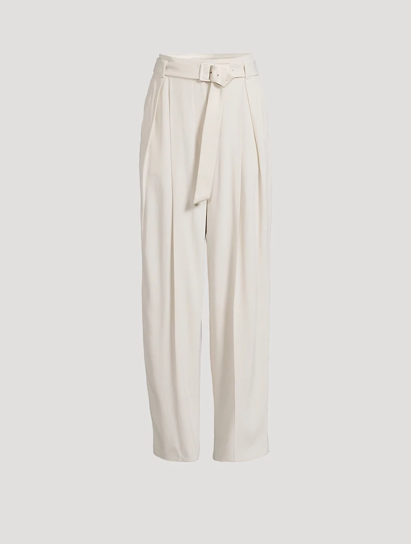 Belted Envers Satin Trousers