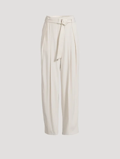 Belted Envers Satin Trousers