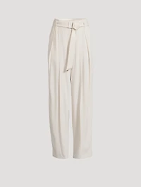 Belted Envers Satin Trousers