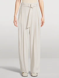 Belted Envers Satin Trousers