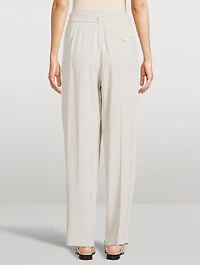 Belted Envers Satin Trousers