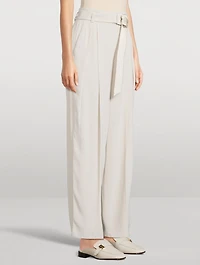 Belted Envers Satin Trousers