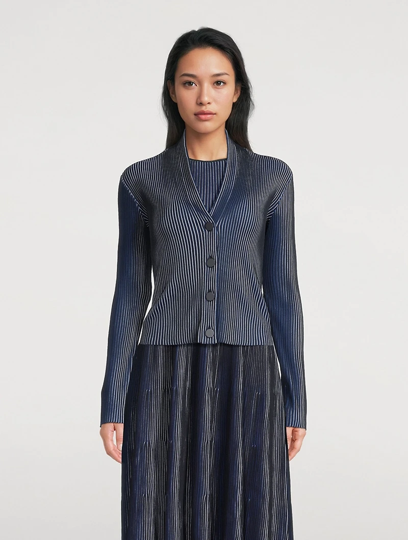Pleated Knit Cardigan
