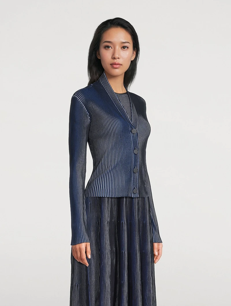 Pleated Knit Cardigan
