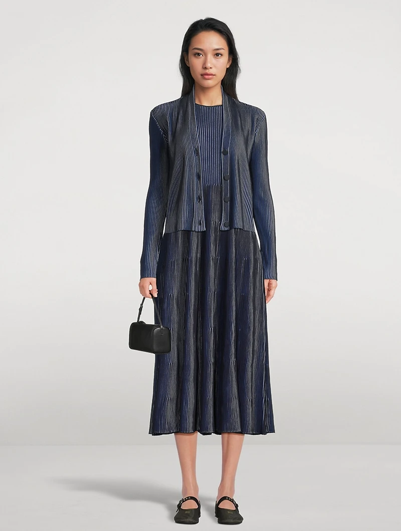 Pleated Knit Cardigan
