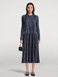 Pleated Knit Cardigan