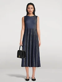 Pleated Knit Midi Dress
