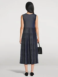 Pleated Knit Midi Dress